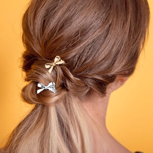 Pinzas para cabello moño 8 piezas dorado y plateado miniatura 6