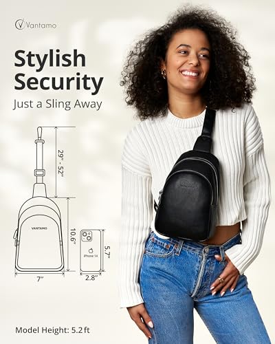 Vantamo Crossbody Sling Bags for Women, RFID & Anti-Pickpocket Clip Cross Body Bag, Adjustable Strap Travel Pack3