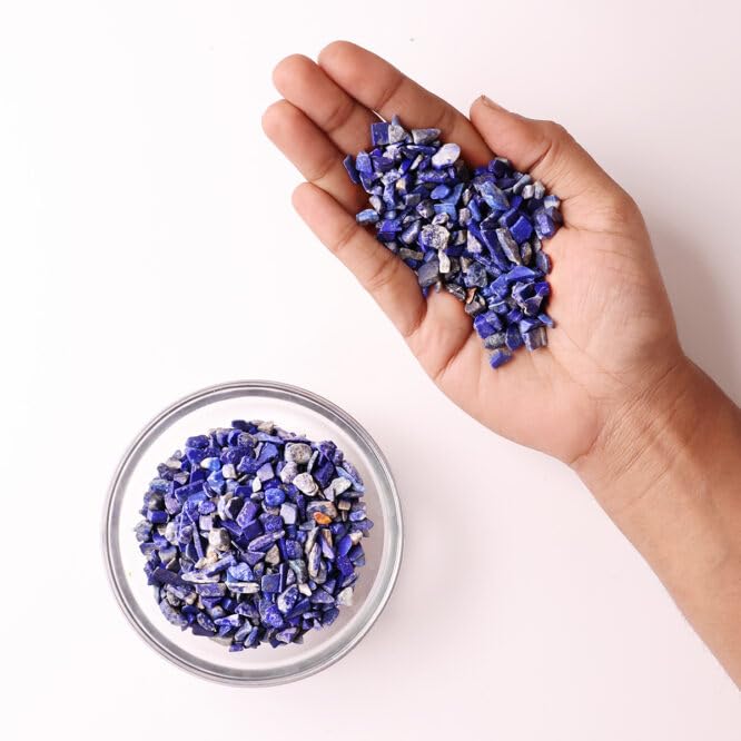 Image of Healing Crystal Chips for Vastu Natural Lapis Lazuli Chips Stone 50 Gm Lapis Lazuli Crystal Stone Chips Dust Raw Rough Stone For Reiki Healing Meditation