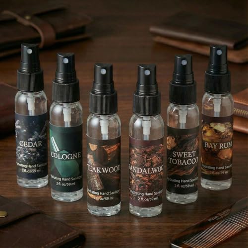 Image of 6 Pcs Hydrating Hand Sanitizer Spray Scented Hand Sanitizer Spray | Travel Size2 Fl oz Pocket Bottle for Men Adult Coworker Friend Office Car Travel Father's Day Dad Gifts