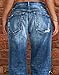 Flamingals Straight Leg Jeans for Women Ripped Raw Hem Low Waisted Navy Blue