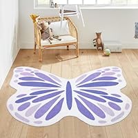 Topotdor Cute Butterfly Kids Rugs for Girls Bedroom, Toddler Nursery Rug Soft Washable Kids Area Rug for Butterfly Living Room Playroom Decor