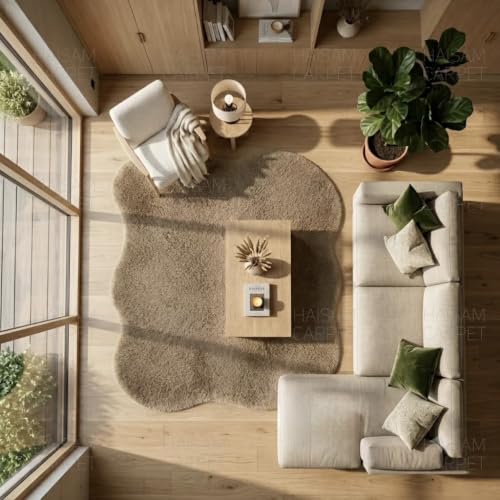 Image of Modern Shape Shaggy Rug | Super Soft Microfiber Area Carpet for Living Room, Bedroom Designer Cloud Shape Size 2x6 Feet.