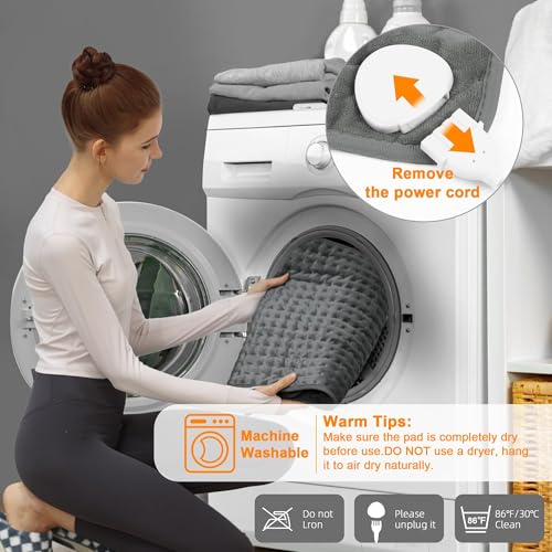 Image of Deepsoon Heating Pad,Electric Heating Pads for Back,Neck,Moist Heating Pad for Abdomen Shoulder Knee Legs,Dry /Moist Heat&Auto Shut Off,Mother's Day Birthday for Men and Women,Dark Gray,24x12 Inch