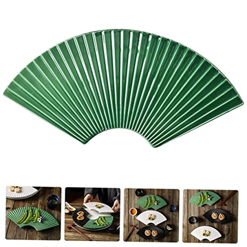 Plato Cerámico Japonés para Sushi Estilo Abanico Verde miniatura 7
