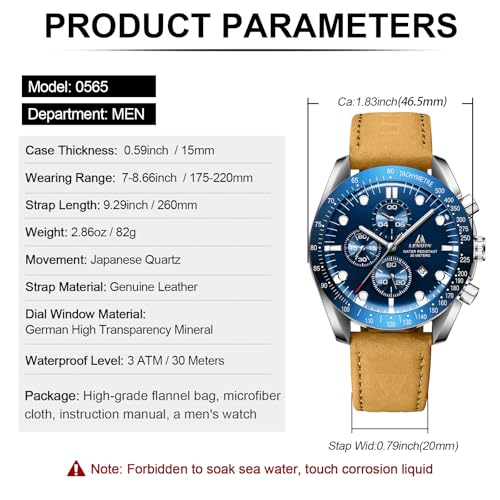 demonstriert Lumineszenz-Effekt in dunkler Umgebung (108 Zeichen) - Detailansicht von LN LENQIN Herrenuhr Quarz Analog...