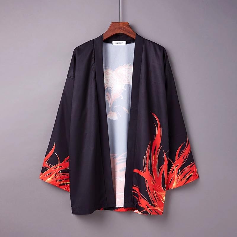 Image of LAI MENG FIVE CATS Women's Floral Print Loose Blouse Japanese Kimono Tops | Puff Sleeve,Cover up Top,Casual Cute Tops,Summer Cardigans 2026