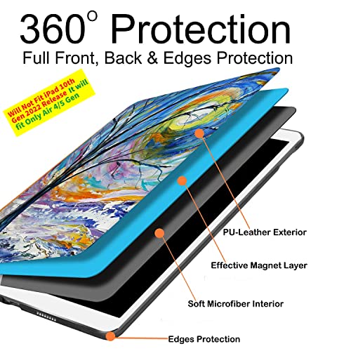 Image of DuraSafe Cases for iPad Air 5th 4th 6th 11th [ Air 11 /6 2024 /5 2022 /4 2020 ] A2588 A2316 MYFQ2HN /A MYFN2HN /A MYFQ2HN /A UltraSlim Printed Smart PU Leather Flip Folio Book Cover - Color Emblem