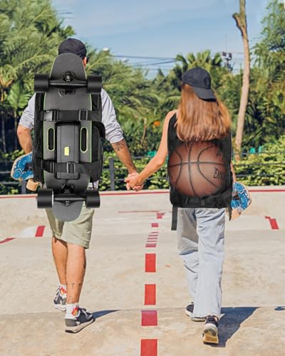 Image of WOLT Skateboard Backpack, 15.6 Inch Laptop Backpack for Men Women, Sports Backpack with Ball Holder