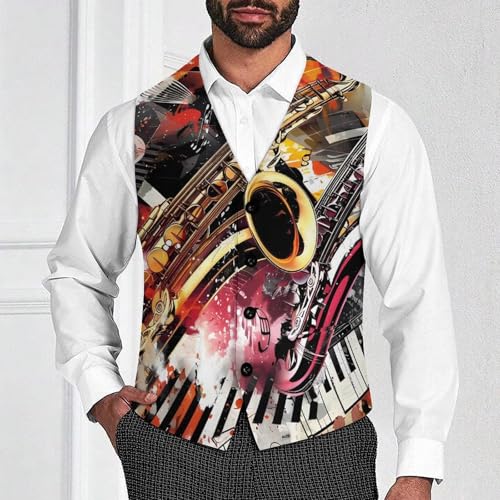 Musical Instruments Jam Session Novelty Men's Suit Vest Casual Formal Dress Vests Business Waistcoat2
