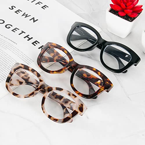 KoKoBin 3-Pack Oversized Reading Glasses For Women Blue Light Blocking Readers with Spring Hinge Ladies Computer Reader 1.0 - Image 4
