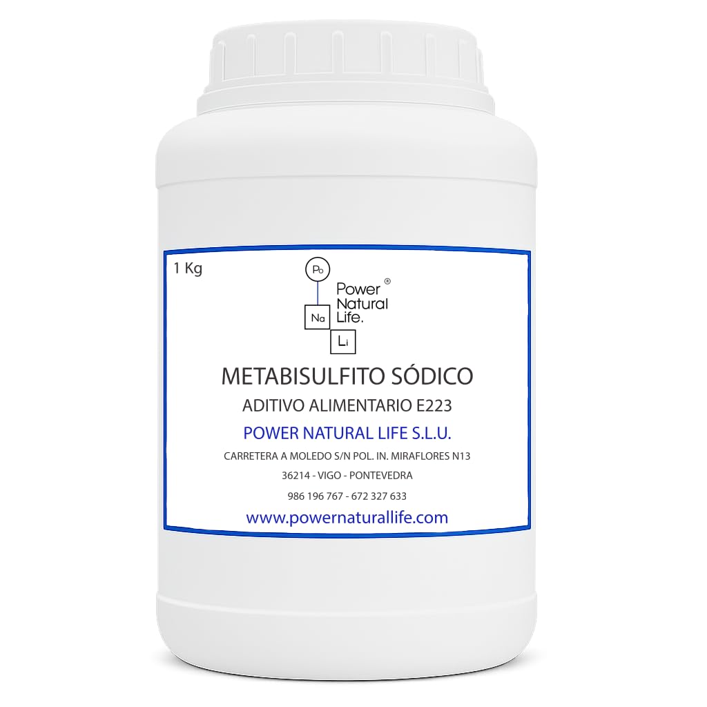 Metabisulfito Sódico en Polvo | Power Natural Life | Bote 1 kg | Aditivo Alimentario E223, Uso Técnico e Industrial | Conservante y Antioxidante