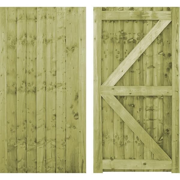 Wooden Featheredge Garden Gate Pedestrian Gate Wooden Pressure Treated 6ft 180cmgates, (180cm High x 60cm Wide x 6cm Deep)