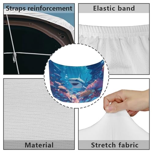 Image of Hood Cover for Car SUV Sedan Truck, Shark Pattern Waterproof Elastic Polyester Car Hood Protector, Patriotic Decorative Automotive Accessories for Summer