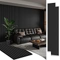 SMARTSTANDARD 2 Pack 106" x 20.5" Wood Slat Wall Panels, Soundproof Wooden Wall Panels, Acoustic Wood Panels for Wall, 3D Fluted Wood Panels for Interior Wall Decor, Black Oak