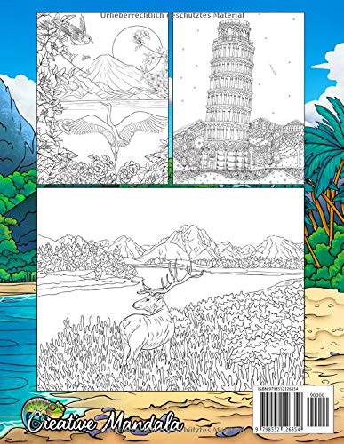 Landschaften - Malbuch für Erwachsene: Tropische Strände, Schöne Städte, Berge, Ländliche Landschaften und vieles mehr. Malbuch Anti-Stress für Erwachsene (Malbücher für Erwachsene, Band 3) Taschenbuch – 23. Oktober 2020 - Image 3