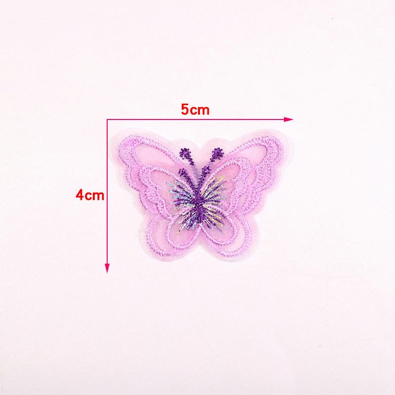 Naszywka haftowana 5 * 4CM 50 SZTUK Motyl Mała Naszywka Haftowana Żelazko Aplikacje Chińskie Na Odzież Duże Naszywki Kurtkę Jeansową(Shallow Purple)