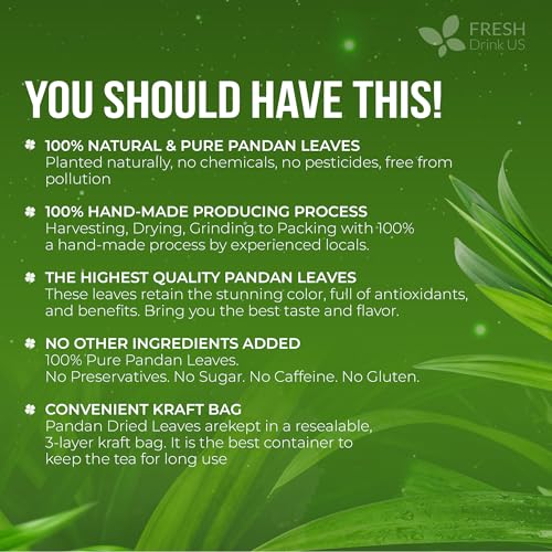 Image of FreshDrinkUS, Premium 2oz Natural Pandan Leaves Dried, 100% Pure Dried Pandan Leaves, Pandan Leaf Tea, No Additives, No Caffeine, Vegan (2 oz Dried Leaves)