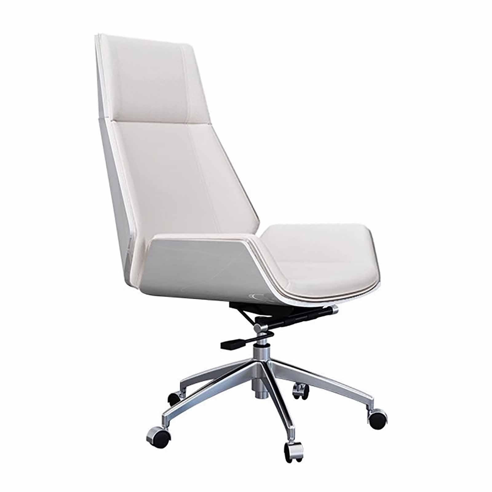 HTTGDGDH Ergonomic Executive Office Chair, Brown Leather Swivel Computer Desk Chair, Adjustable Height, Stylish & Comfortable For Home Or Office Use,White
