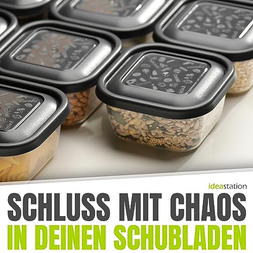 idea-station Gefrierdosen 300ml mit Deckel 12 Stück - anthrazit - stapelbare Dosen mit Deckel - kleine Frischhaltedosen - Behälter zum Einfrieren
