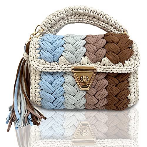 Image of Evening Clutch Bag for Women, Handmade Crochet Wedding Party Purse, Small Flap Formal Crossbody Handbag Evening Clutch