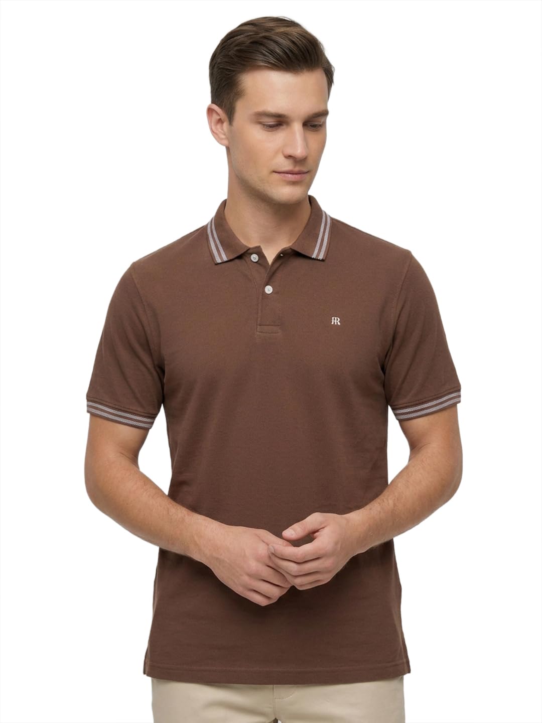 Raymond Men Modern Fit Solid Pattern Pure Cotton Polo Neck Half Sleeve Casual T-Shirt-image-41