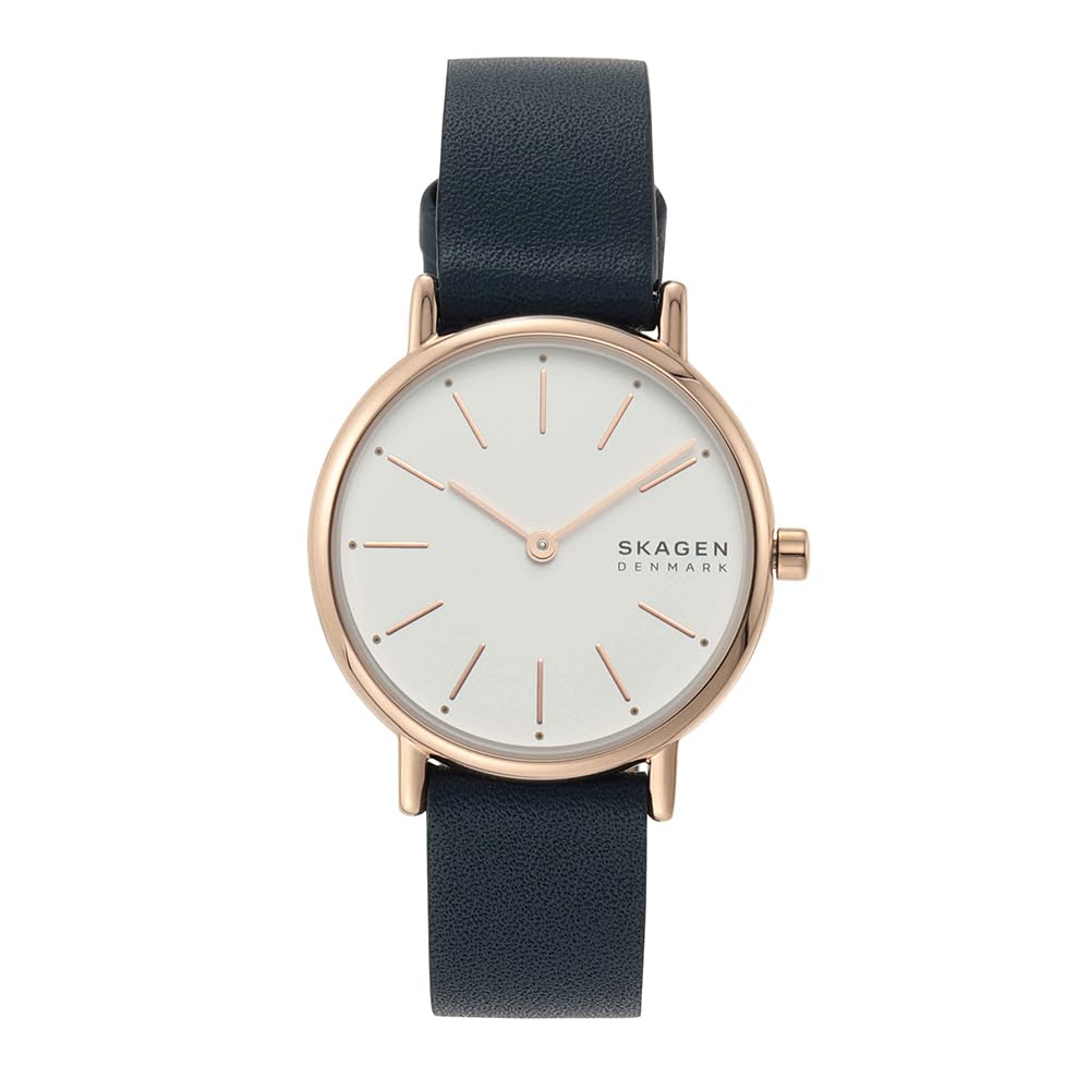 Skagen Signatur Lille Watch for Women, Rose Gold Tone Quartz Two Hand Movement with Stainless Steel or Leather Strap