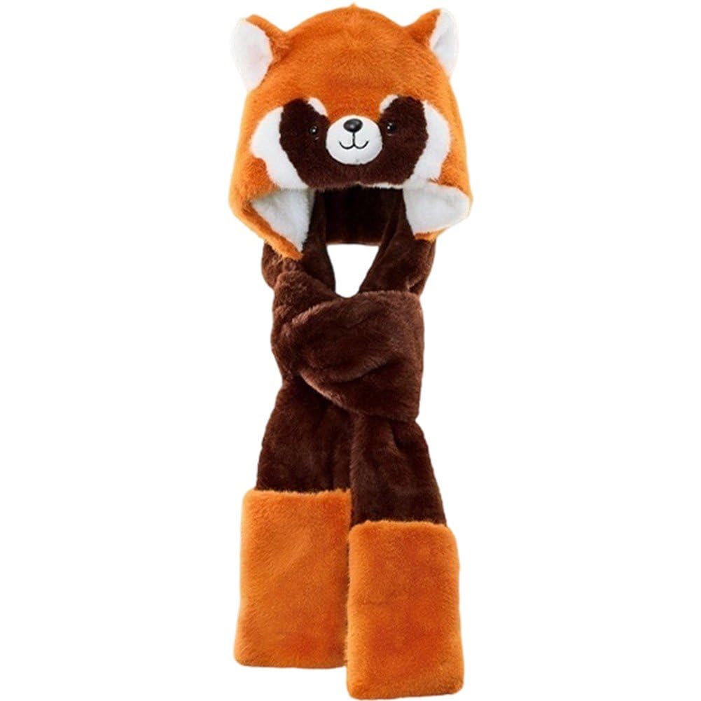 Gorro de mapache con guantes integrados resistente al viento