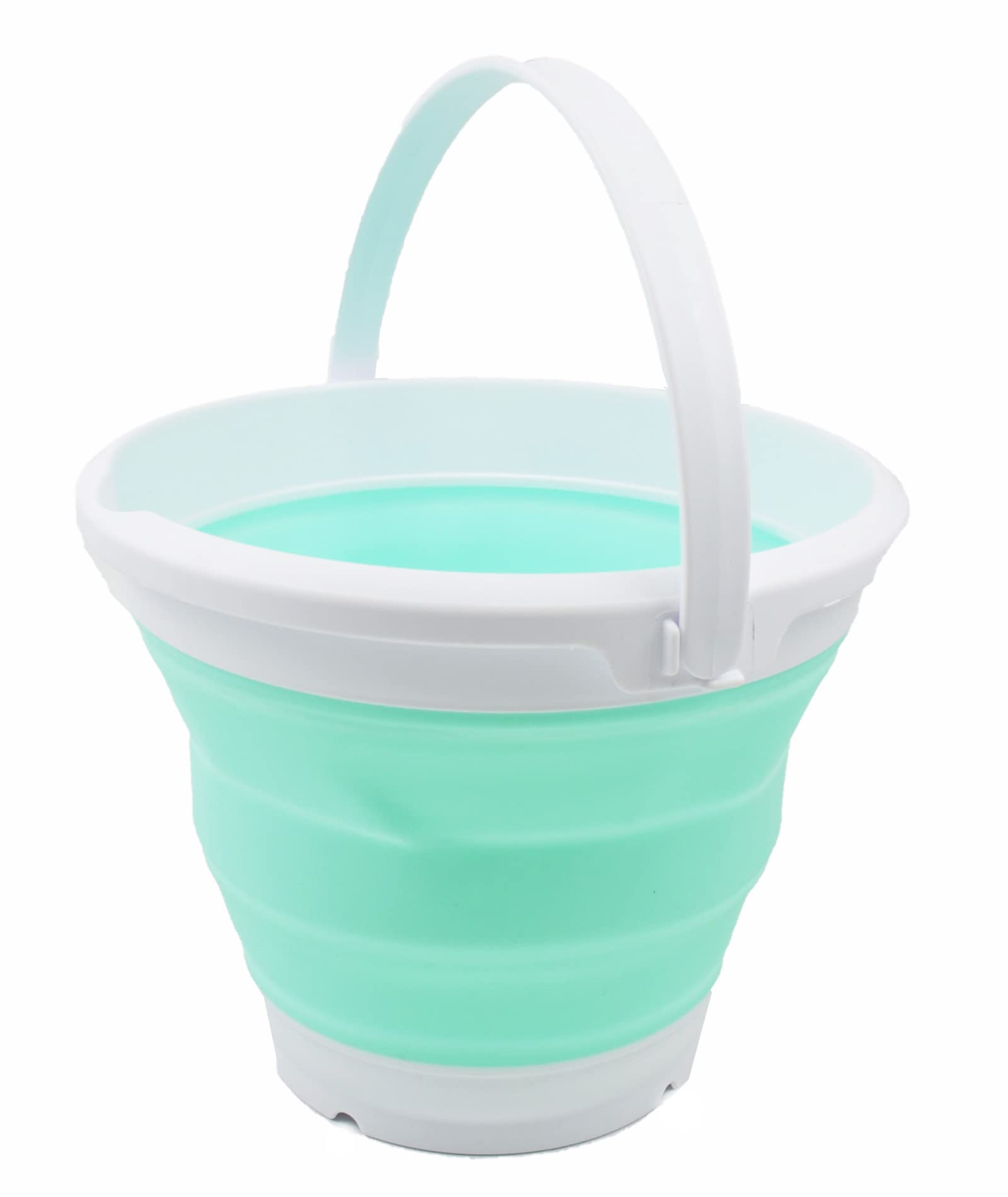 SAMMART Collapsible Bucket (White/Light Green, 5.5L - Round)