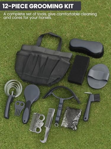 Horse Grooming Kit 12 Pieces Set – Complete Horse Brushes & Care Supplies Set with Organizer Tote Bag, Equine Coat Grooming Tools, Tack Room Equipment & Gifts for Horse Owners & Lovers - Image 5