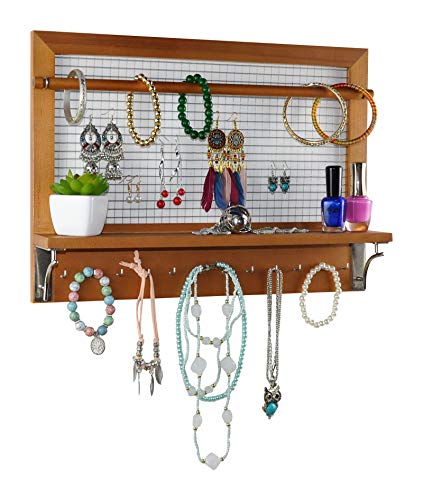 Spiretro Soporte Joyería organizador de joyas para montaje en pared con ganchos, barra para...