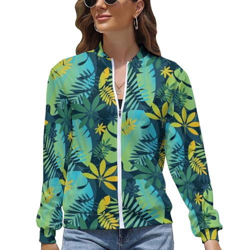 Women's Dinosaur Print Zip Up Bomber Jacket Long Sleeve Stand Collar Fall Jackets Lightweight Outerwear Coats2