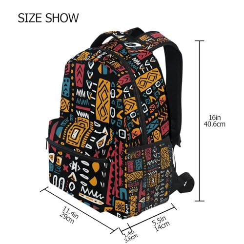 Backpacks for School, African Geometric Print Red Yellow School Bag for Boys Girls Kids, 16 Inch Bookbags Bagpack for Travel Classroom4