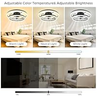 Omdekor Deckenventilator mit Beleuchtung, Deckenlampe mit Fernbedienung, 3 Farbtemperatur und 6 Geschwindigkeiten Deckenventilatoren mit LED Lampe, Leise Dimmbar Ventilator Deckenlampe – Ansicht 2