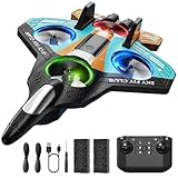 DEERC Schaumstoff-Flugzeug RC für Kinder, ferngesteuertes Flugzeug mit Höhenhaltung, 3D-Flips & LED-Lichtern, 2 Akkus, anfängerfreundliches RC Flugzeug für Jungen & Mädchen(Blau-Orange)