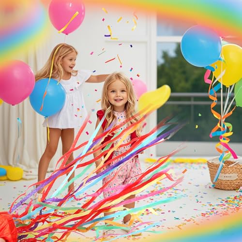Xvbhaq 10 Buntes Bandwerfen, Geburtstagsbänder, Handwurf Luftschlangen, Hand Wurf Luftschlangen, Hand Wurf Luftschlangen Eignen Sich für Hochzeiten, Geburtstage, Feiern, Hand Wurf Luftschlangen