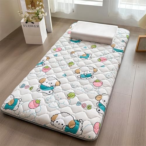 Colchón de Suelo Japonés Futón, Colchón Enrollable para Soltero/Doble/Queen/King, Colchón de Camping, Colchón para Invitados en Suelo Tatami (Rosa, 100x200cm)