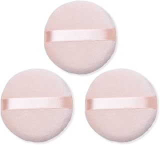 Powder Puff Setting Powder Puff for Loose Powder, Large 8CM Cotton Soft Makeup Sponge Powder Puff Pads, 3 PCS Cosmetics Round Powder Puffs for Face Makeup and Body