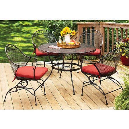 Better Homes and Gardens Wrought Iron Patio Dining Set, Clayton Court Cushioned 5 Piece, Red