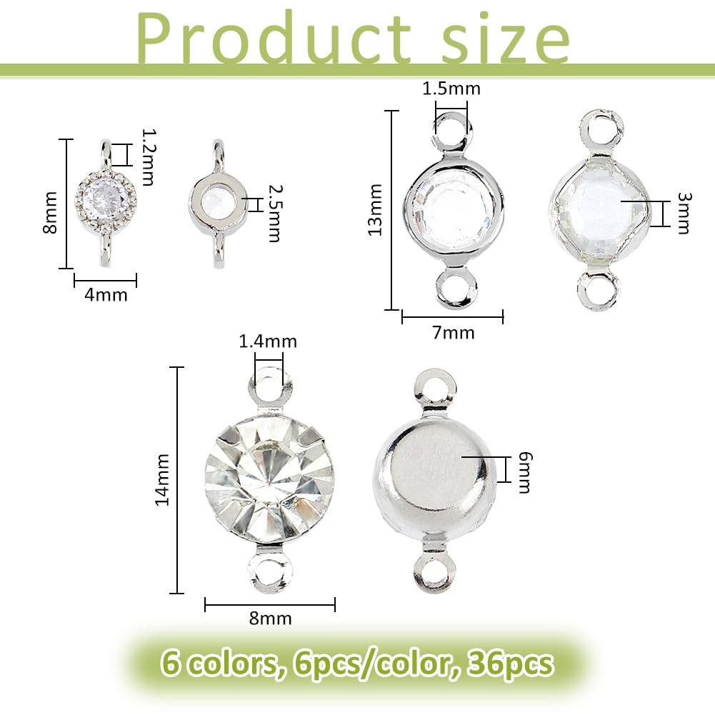 SUPERFINDINGS 32 PEZZI 4 Stili Strass Connettori Charms Zirconia Link Charm Cristallo Ciondolo Strass Connettore Per Collana Bracciale Orecchini
