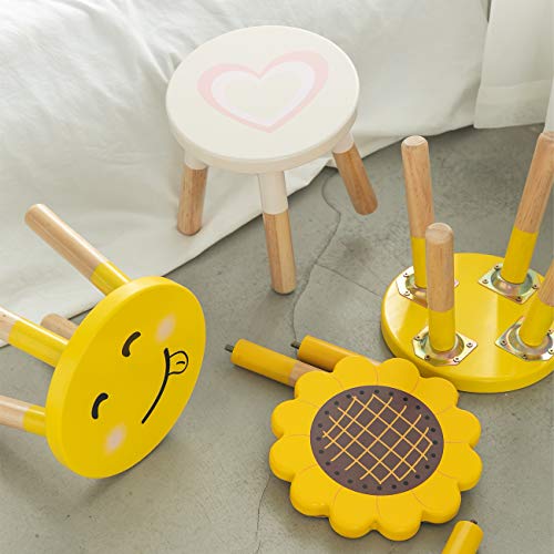 Ruyu Wooden Kids Stool For Sitting, 9.1 Inch Solid Hard Wood Chair,Crafted Hand-Painted With Assembled Four-Legged Stool, Bedroom, Playroom, Furniture Stool For Toddler, Children, Boys, Girls #TOP6