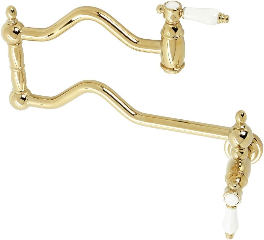 Kingston Brass KS2102BPL Bel Air Wall Mount Pot Filler, Polished Brass