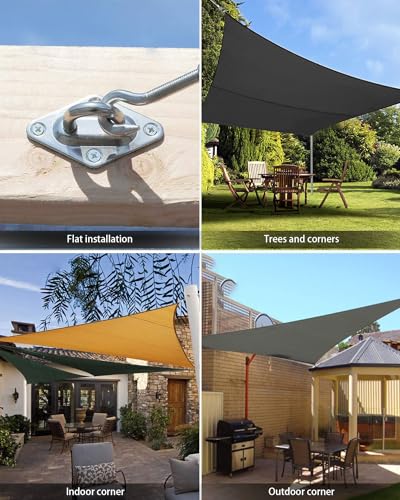 Morzejar Sun Shade Sail Hardware Kit, 304 Stainless Steel Sunshades Canopy Installation Kit for Garden Rectangle & Triangle Shade Sails, Heavy Duty Shade Sail Fixing Accessories, Awning Attachment Set