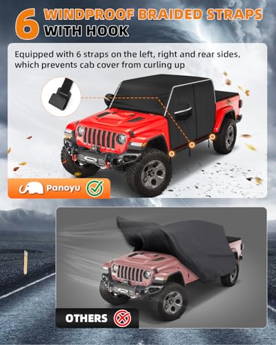 Image of Waterproof Cab Covers Fit for Gladiator JT 2019-2025, Scratchproof Inner Cotton Car Cover with Driver Door Zipper Windproof Straps All Weather UV Protection