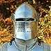 AnNafi® Barbuta Helmet | Renaissance Detachable Visor Barbute 16 Guage Functional Helmets Armor Silver | Armour Wearable for Adult | Medieval Costumes Helm SCA LARP Replica Costume