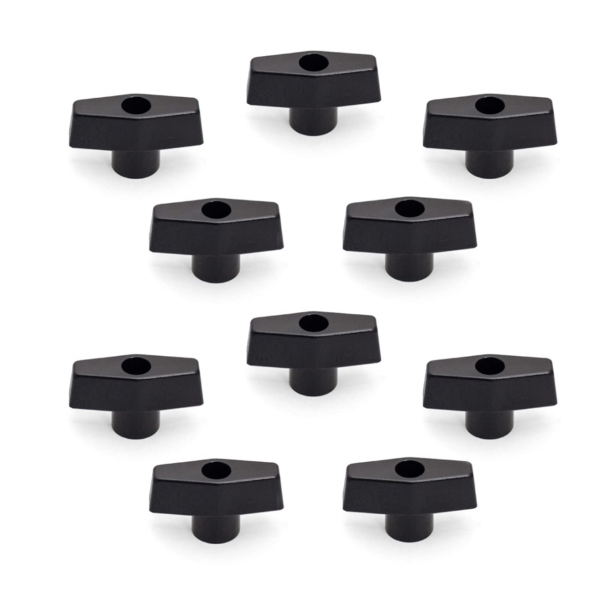 POWERTEC 10 Pack 1/4"-20 T Knobs, Threaded Clamping Knobs for T Track &amp; Table Saw Accessories, Featherboard, Woodworking Jigs on Miter Saw, Router Table, Drill Press (QNB3001-P2)