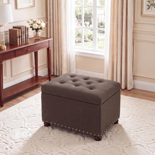 Image of Joveco 24 inch Ottoman with Storage,Fabric Tufted Storage Ottoman with Legs