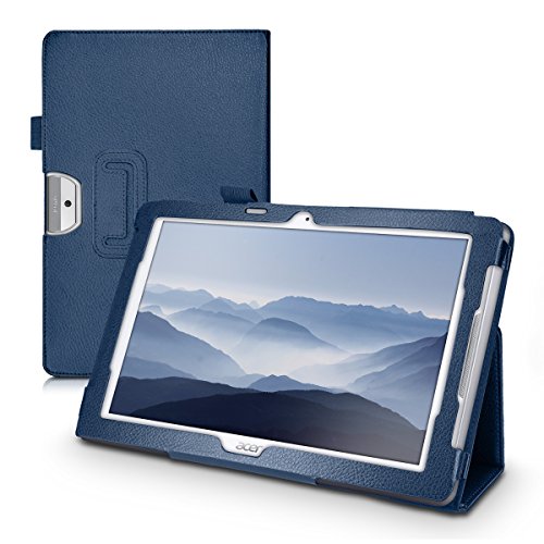 kwmobile Case Compatible with Acer Iconia One 10 (B3-A30) - Slim PU Leather Tablet Cover with Stand Feature - Dark Blue