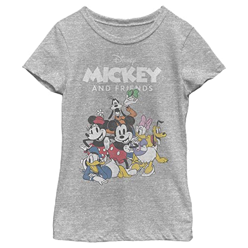 Disney Characters Mickey Freinds Group Girl's Heather Crew Tee