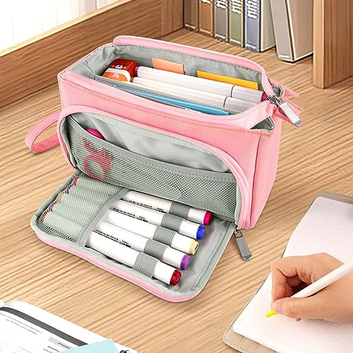 Sooez SZA0315-1001C Super Large Pencil Case, Big Capacity Pencil Bag With 3 Compartments, Can Hold 100 Pencils, Cute Pencil Pouch With Zipper, Portable Stationery Pen Bag, Aesthetic School Supplies thumb #6